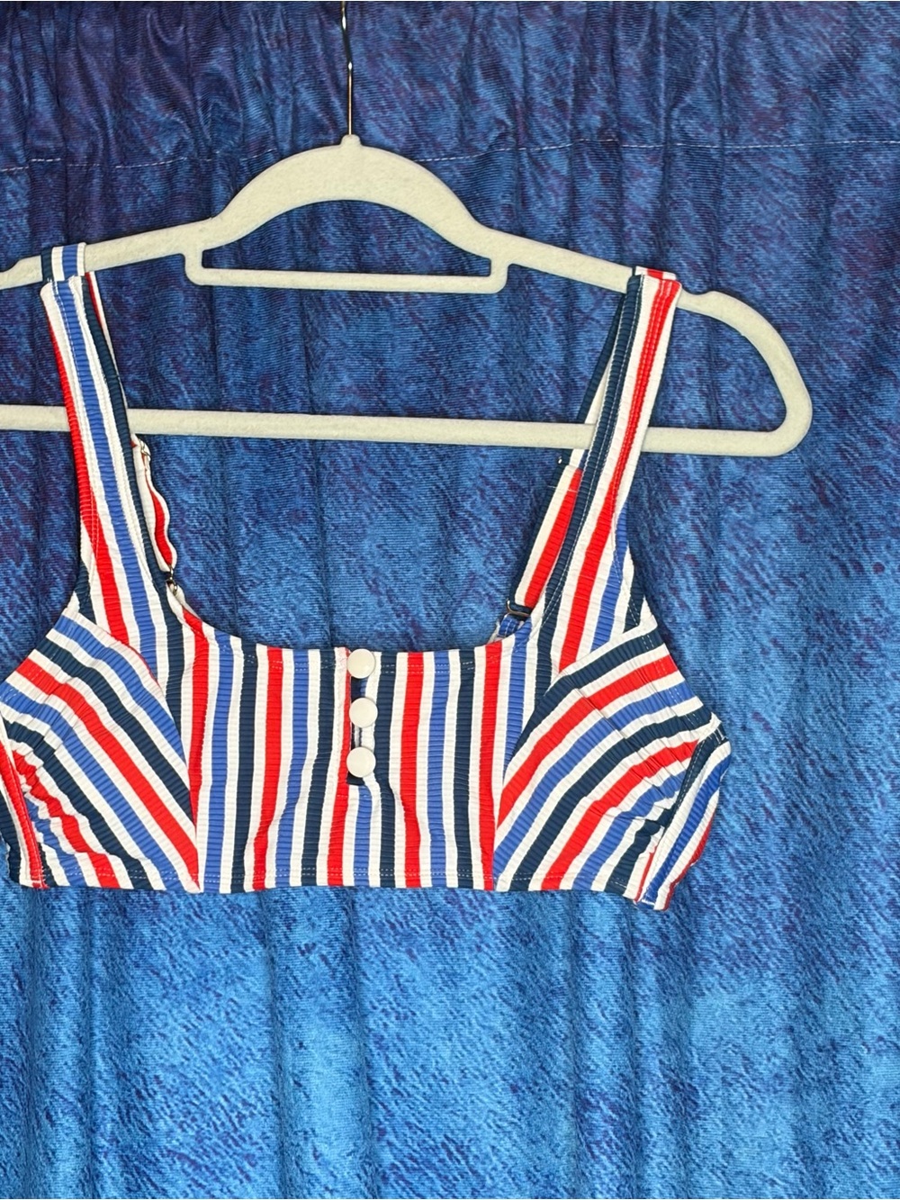 Xhilaration Red White and Blue Striped Bikini Top
